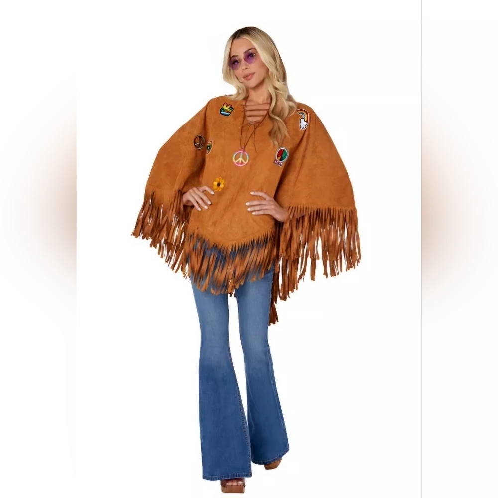 Spirit Adult Free Spirit Babe hippie Halloween costume poncho only